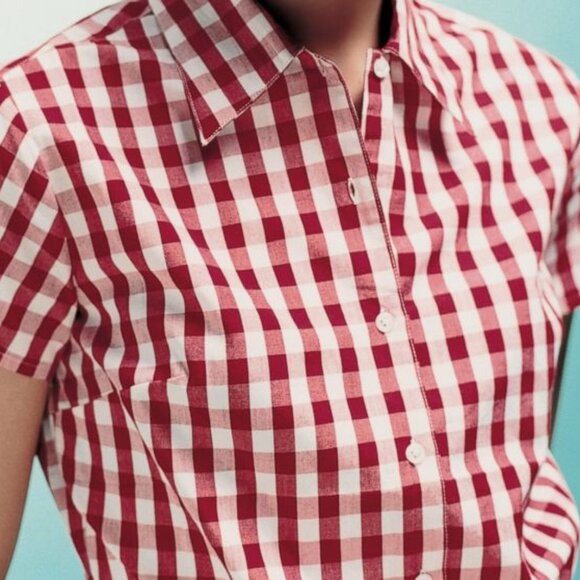 D&G Red Gingham Button Down Front Tie Shirt - Picture 16 of 16